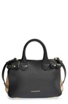 Burberry 'small Banner' House Check Leather Tote -