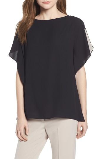 Women's Anne Klein Flutter Sleeve Blouse - Black