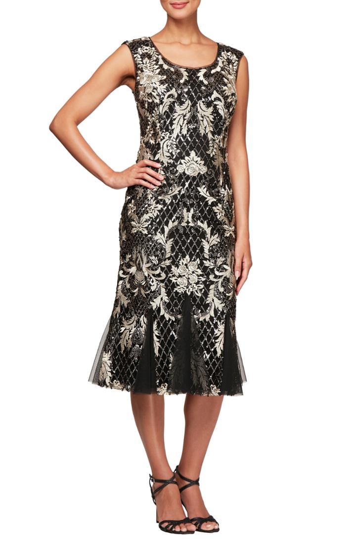 Women's Alex Evenings Scoop Neck Embroidered Dress