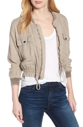 Women's Lucky Brand Crop Bomber Jacket - Grey