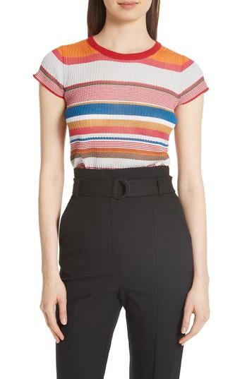 Women's Rag & Bone Katie Metallic Stripe Tee, Size - Orange