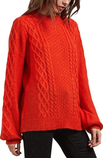 Women's Volcom Hellooo Cable Knit Sweater - Orange