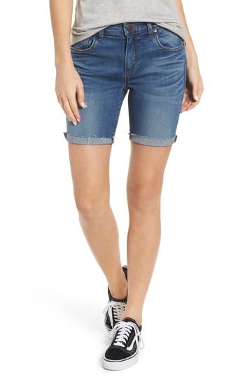 Women's Sts Blue Cuffed Bermuda Denim Shorts - Blue