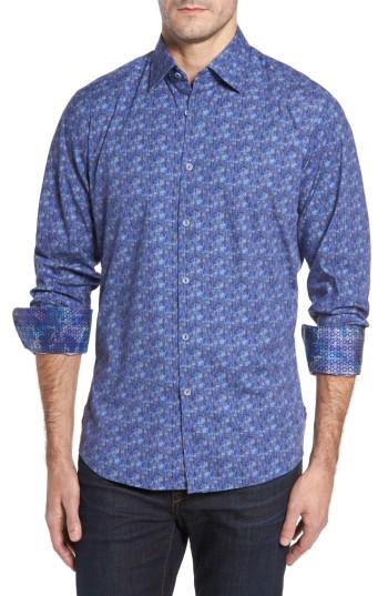 Men's Stone Rose Slim Fit Guitare Fx Sport Shirt (s) - Blue