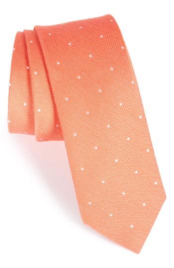 Men's The Tie Bar Dot Silk & Linen Tie, Size - Coral