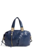 Hobo Derby Calfskin Leather Satchel - Blue