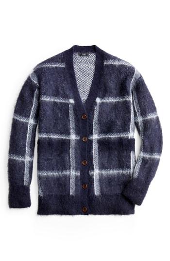 Women's J.crew Front Pocket Plaid Cardigan, Size - Blue