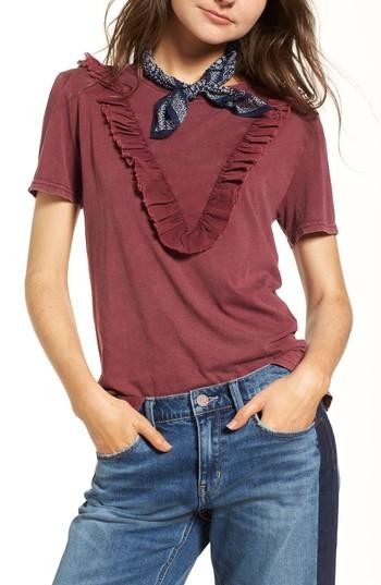 Women's Treasure & Bond Ruffle Tee, Size - Red