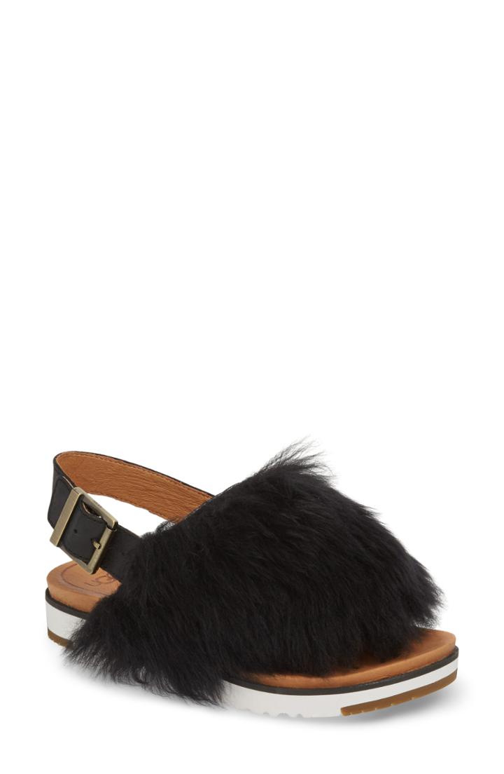 Women's Ugg Holly Genuine Shearling Sandal .5 M - Black