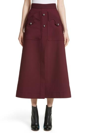 Women's Ellery Professor Patch Pocket Midi Skirt Us / 6 Au - Ivory