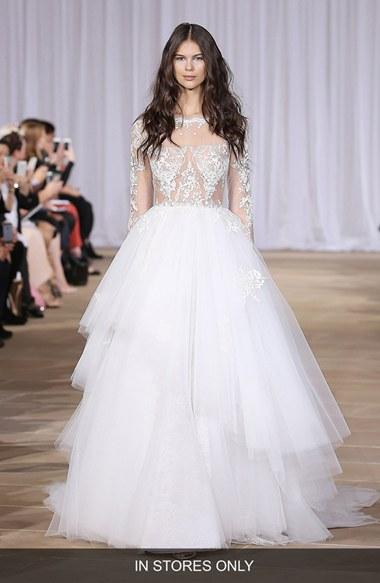 Women's Ines Di Santo 'aliora' Embroidered Illusion & Tulle Ballgown