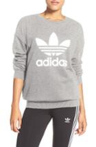 Women's Adidas Originals Trefoil Crewneck Sweatshirt - Grey