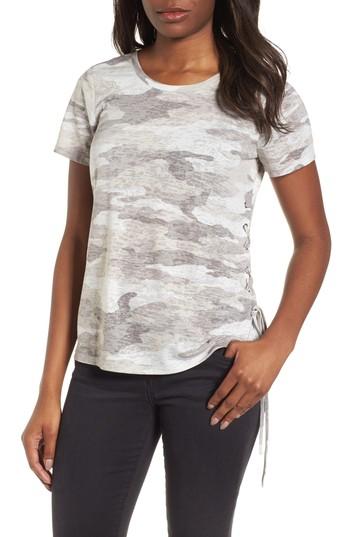 Women's Vince Camuto Avenue Side Lace-up Camo Tee, Size - Green