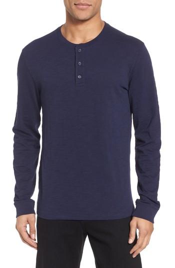 Men's Vince Long Sleeve Slub Henley, Size - Blue