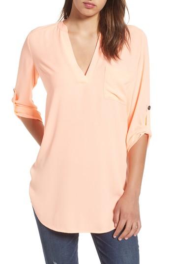 Women's Perfect Roll Tab Sleeve Tunic, Size - Orange