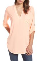 Women's Perfect Roll Tab Sleeve Tunic, Size - Orange