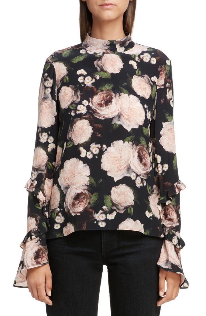 Women's Erdem Print Silk Crepe De Chine Blouse