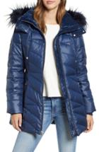 Women's Marc New York Faux Fur Trim Puffer Jacket - Blue