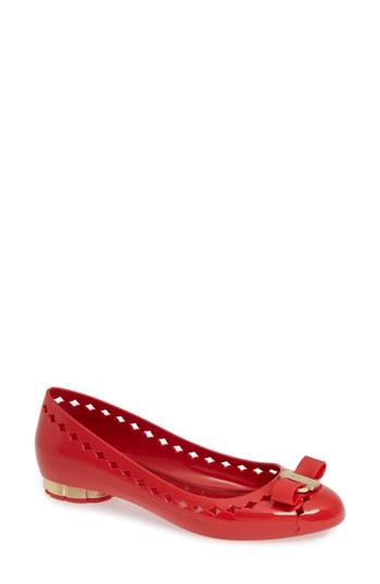 Women's Salvatore Ferragamo Jelly Ballerina Flat C - Red