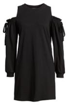 Women's Cold Shoulder Sweatshirt Dress - Black
