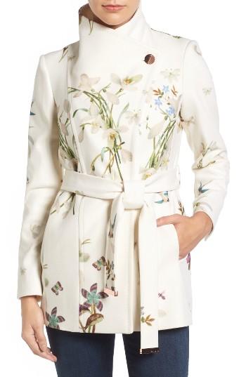 Women's Ted Baker London Spring Meadow Wool Blend Wrap Coat