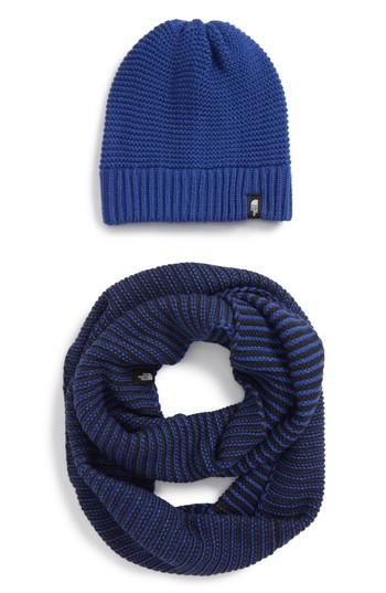 Women's The North Face Purrl Stitch Beanie & Infinity Scarf Set - Blue
