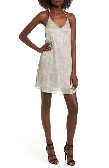 Women's Chain Back Metallic Swing Dress - Beige