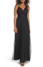 Women's Watters Aria Lace & Tulle Gown - Black