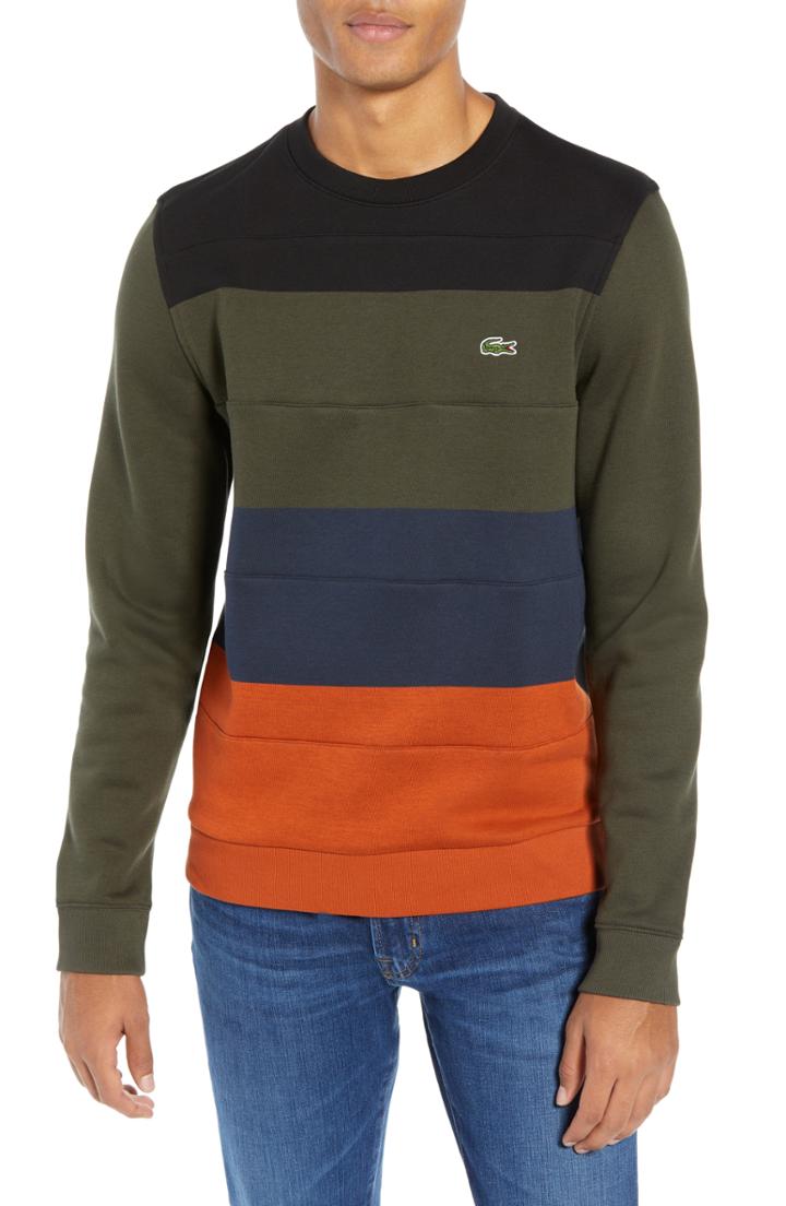 Men's Lacoste Colorblock Cotton Blend Sweatshirt (s) - Orange