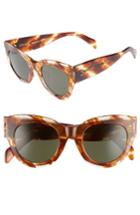 Women's Celine Special Fit 50mm Cat Eye Sunglasses - Striped Cognac Havana/ Green