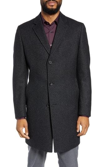 Men's Boss Stratus Trim Fit Wool Blend Top Coat R - Grey