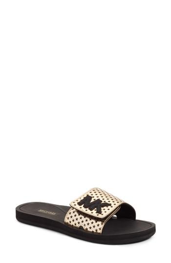 Women's Michael Michael Kors Mk Logo Slide M - Metallic