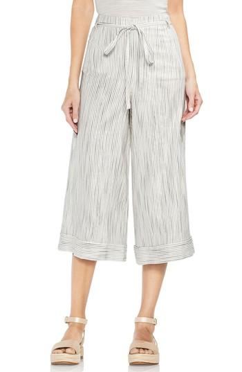 Women's Vince Camuto Tie Front Stripe Wide Leg Pants - Black