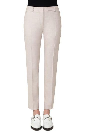 Women's Akris Stretch Wool Flannel Slim Pants - Grey