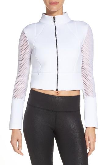 Women's Alo Perforated Scuba Crop Jacket - White