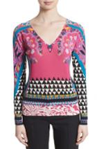 Women's Etro Geo Silk & Cashmere Sweater Us / 48 It - Pink