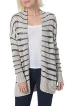 Women's Nydj Metallic Striped Cardigan /x-large - Beige