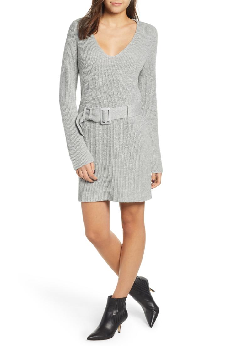 Women's Leith Belted Sweater Dress - Grey