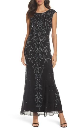 Women's Pisarro Nights Floral Motif Embellished Gown