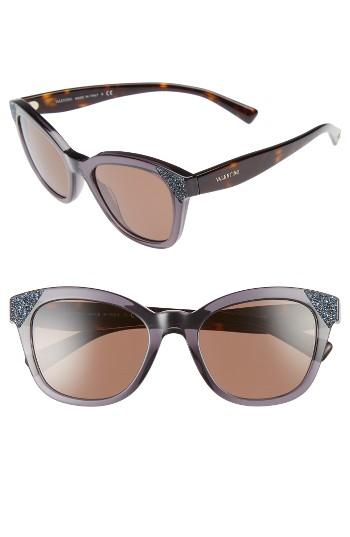 Women's Valentino 52mm Cat Eye Sunglasses - Opal Poudre/ Poudre Crystal