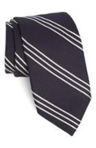 Men's Strong Suit Grenadine Stripe Wool & Silk Tie, Size - Blue