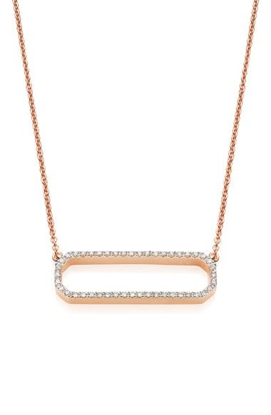 Women's Monica Vinader 'naida' Open Rectangle Diamond Pendant Necklace