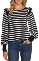 Women's Cece Stripe Balloon Sleeve Sweater, Size - Black