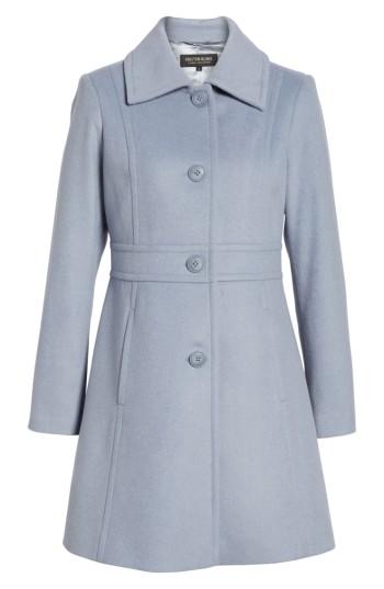 Petite Women's Kristen Blake Wool Blend Walking Coat P - Blue