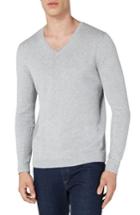 Men's Topman Side Rib V-neck Sweater, Size - Grey