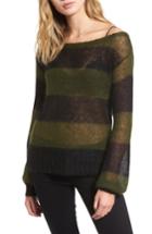 Women's Pam & Gela Sheer Stripe Sweater, Size - Black