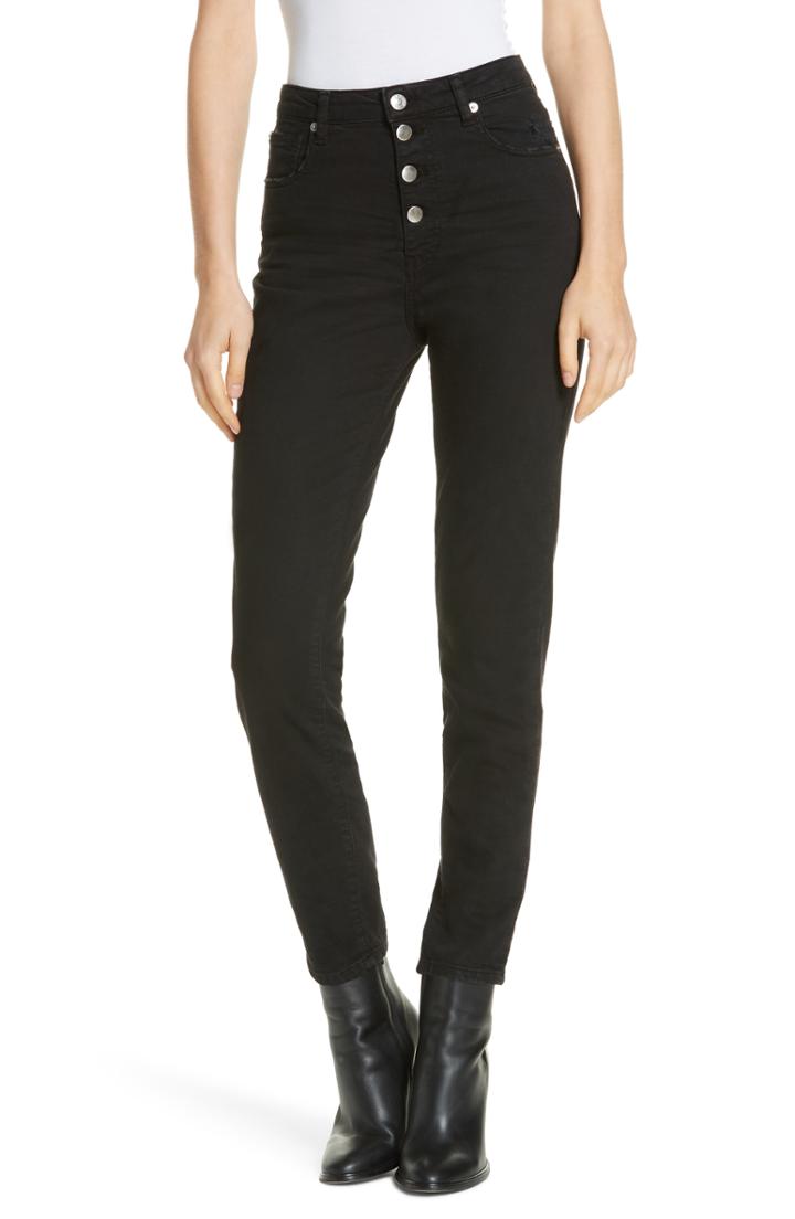 Women's Iro Gaety Exposed Fly Skinny Jeans - Black