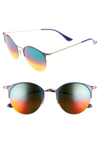 Men's Ray-ban 50mm Round Sunglasses - Gold Blue/ Brown Mirror