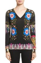Women's Etro Floral Paisley Stretch Silk Sweater Us / 38 It - Black