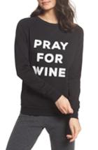 Women's The Laundry Room Pray For Wine Sweatshirt - Black